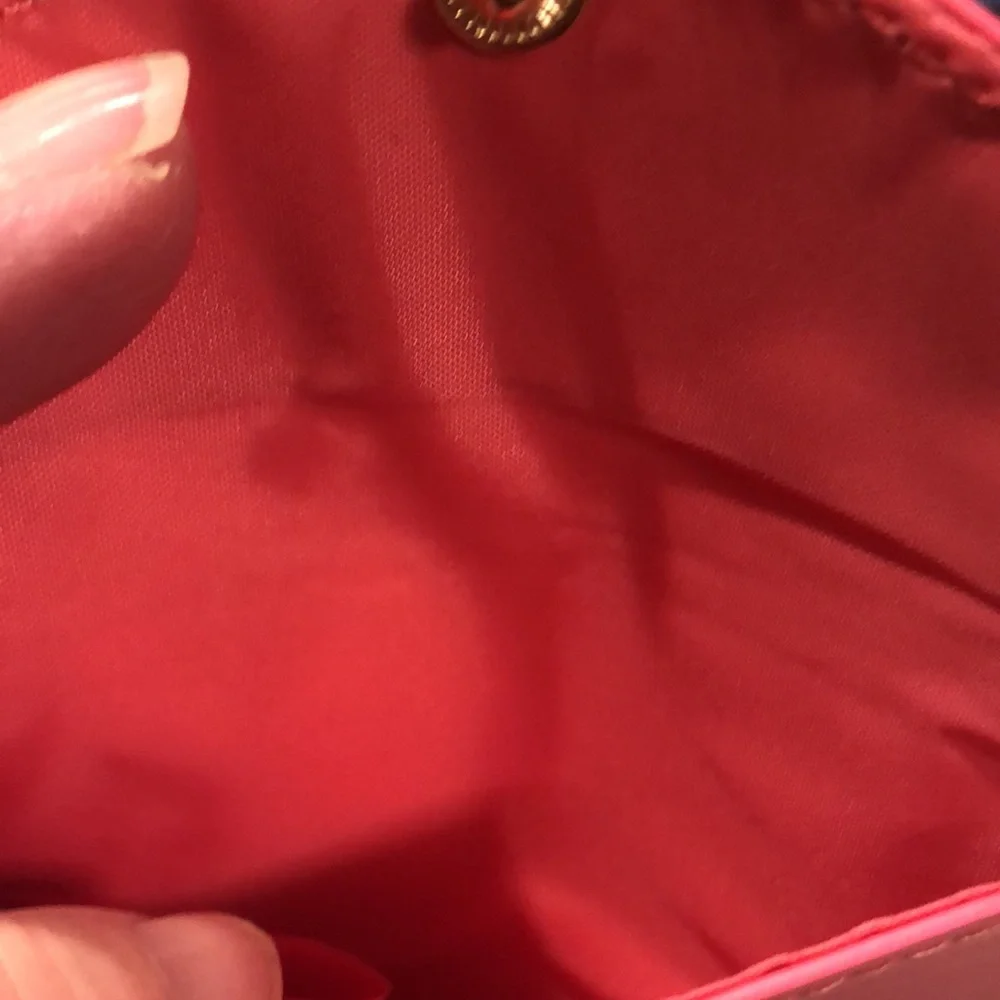 Estée Lauder Blue Travel pattern make-up bag w/Pink coin purse attached.